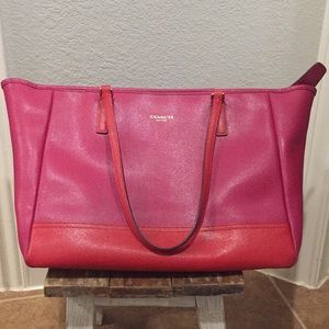 Pink and red Coach tote shoulder bag